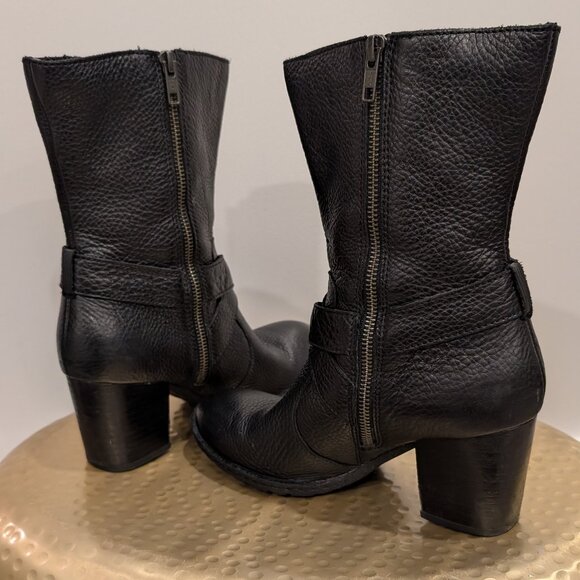Born Heeled Low-Calf Moto Black Leather Boots - Women's sz 7 - Picture 9 of 12